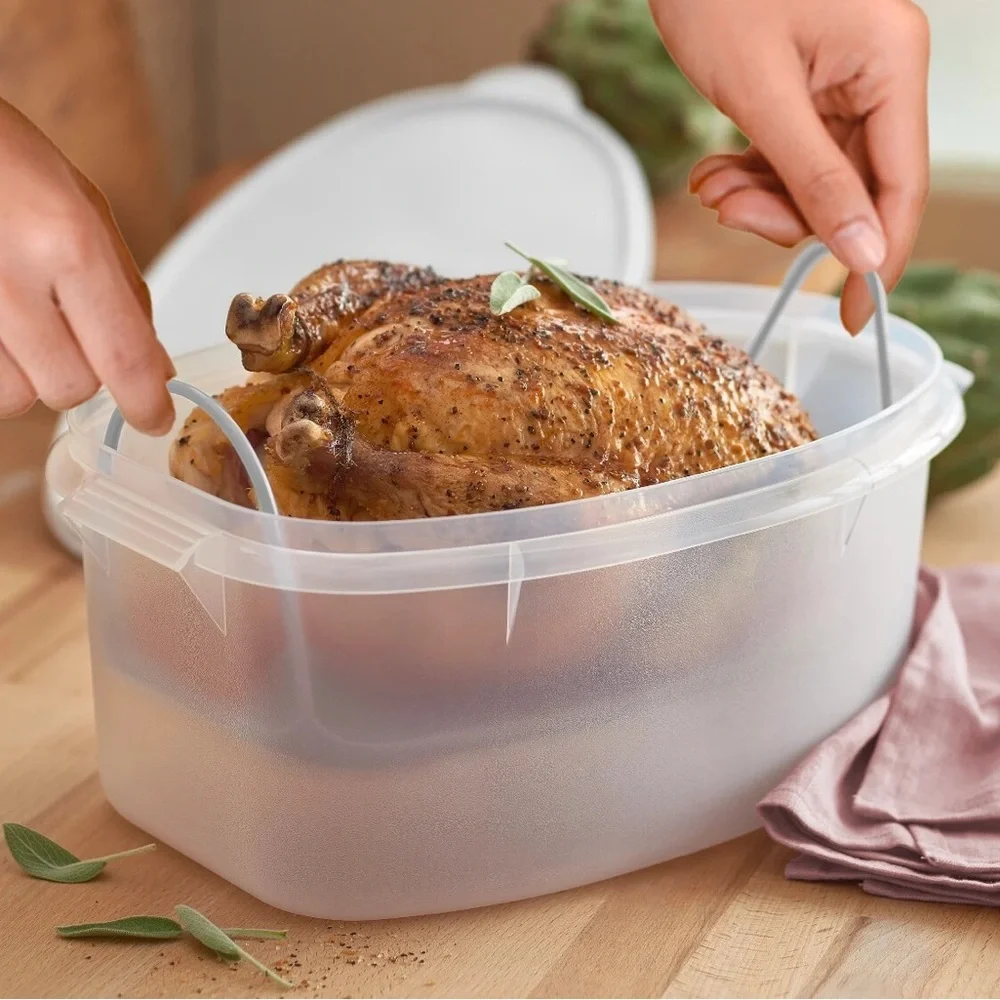 Vintage Tupperware Flavor Saver Ham Chicken Meat Keeper Container Clear